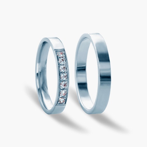 Obrączki ślubne: białe złoto, płaskie, 3 mm